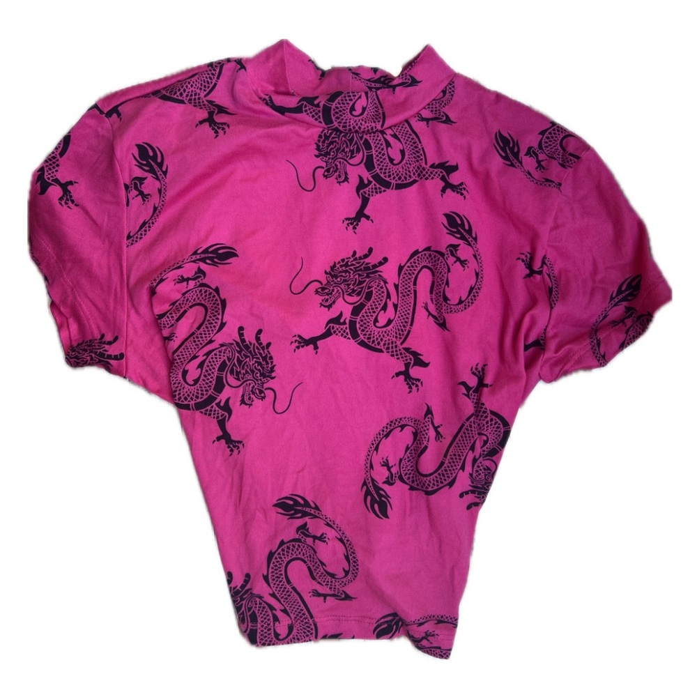 Pink Dragon Print Women's Top